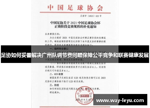 足协如何妥善解决广州队调节费问题保障公平竞争和联赛健康发展
